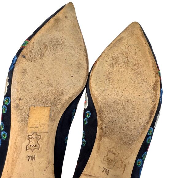 Tory Burch Rosemont Pansy Floral Suede Leather Embroidered Ballet Flats Size 7 - Picture 10 of 14